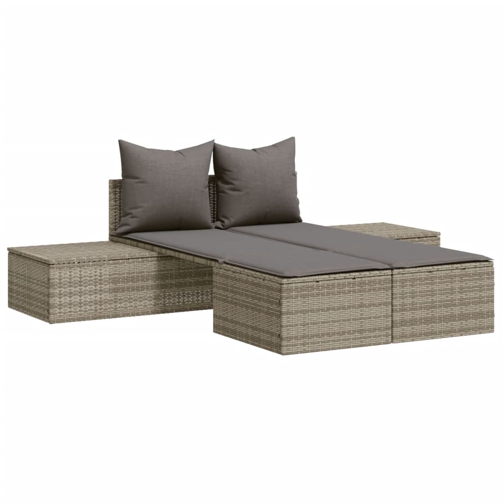 8721012452312_a_en_hd_1 vidaXL Double Sun Lounger with Cushions Grey Poly Rattan - Image 2