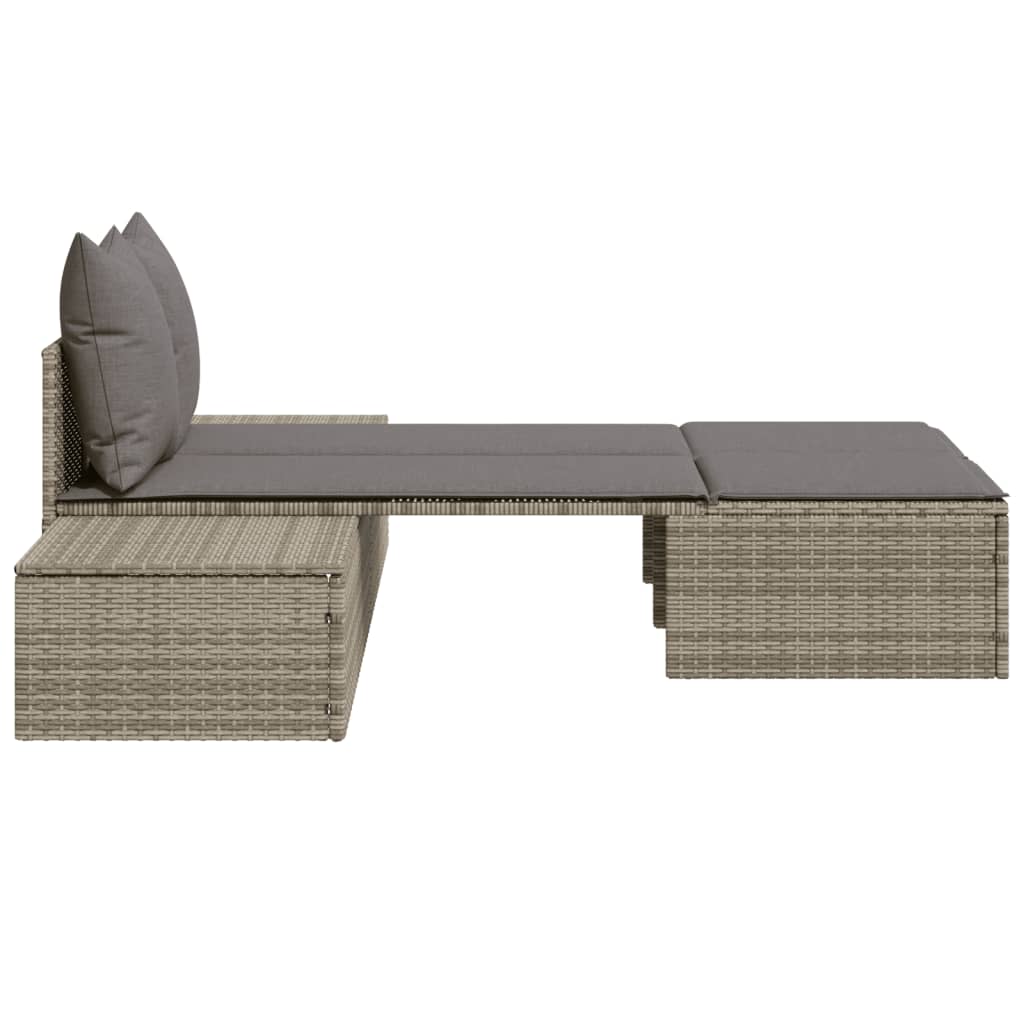 8721012452312_g_en_hd_3 vidaXL Double Sun Lounger with Cushions Grey Poly Rattan - Image 5