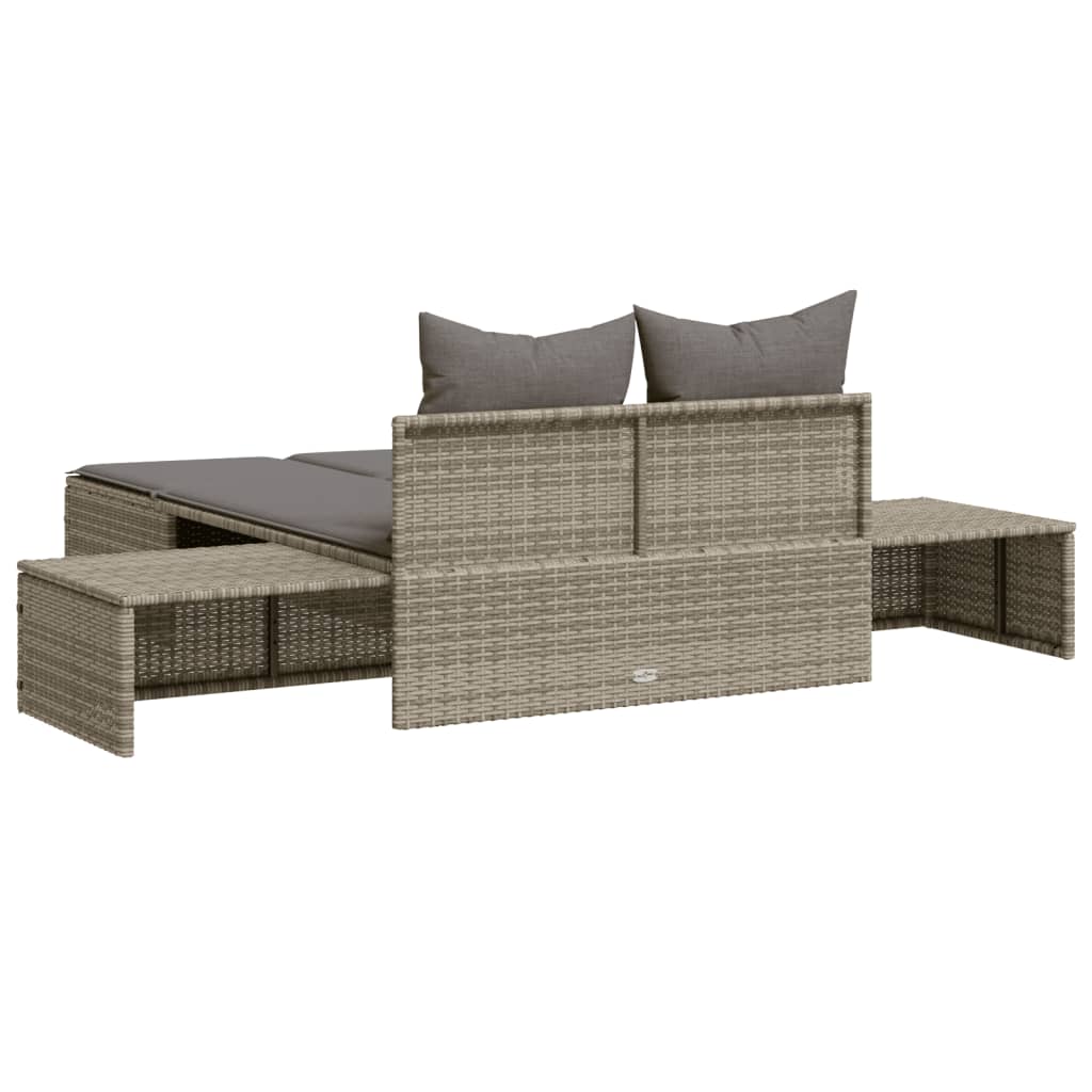 8721012452312_g_en_hd_4 vidaXL Double Sun Lounger with Cushions Grey Poly Rattan - Image 6
