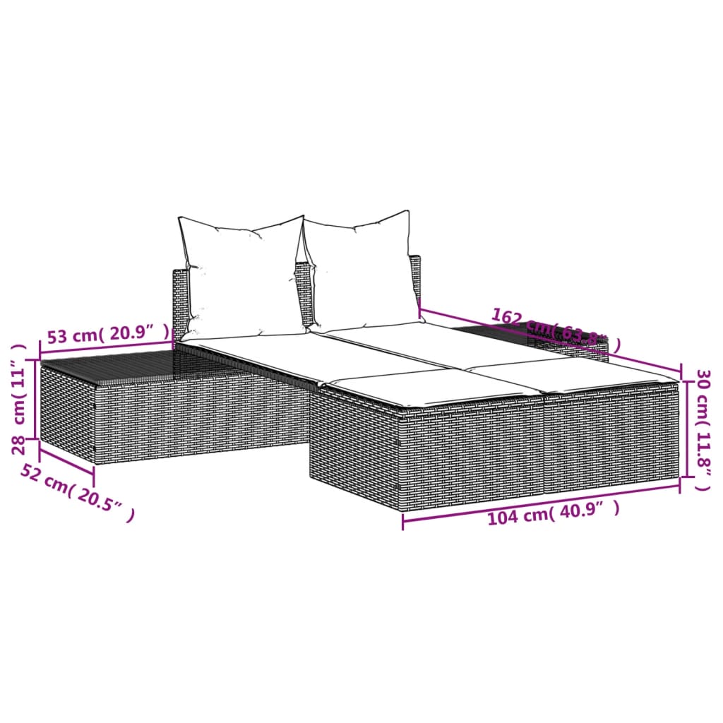 8721012452312_g_en_hd_7 vidaXL Double Sun Lounger with Cushions Grey Poly Rattan - Image 9