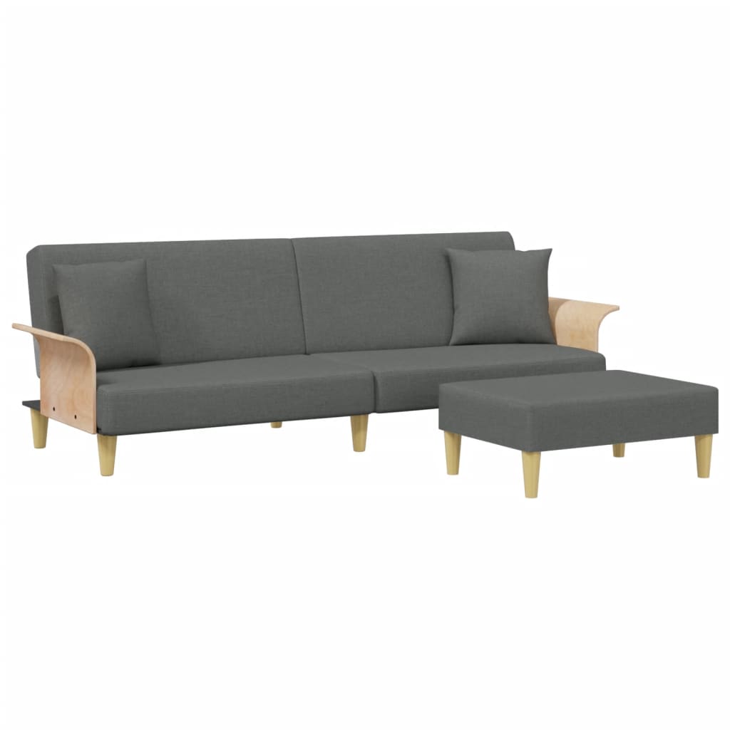 8721012453180_a_en_hd_1 vidaXL 2-Seater Sofa Bed with Pillows and Footstool Dark Grey Velvet - Image 2