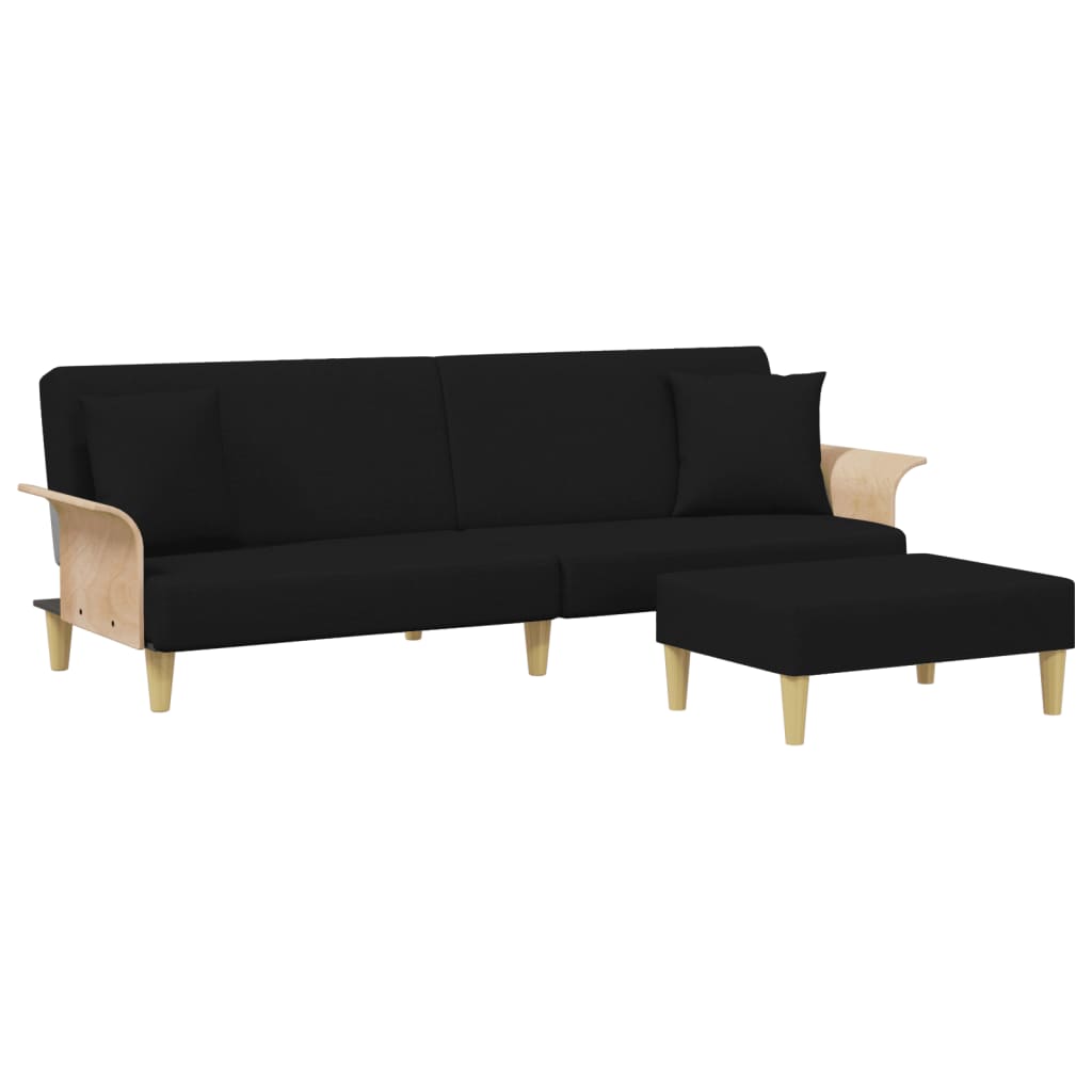 8721012453197_a_en_hd_1 vidaXL 2-Seater Sofa Bed with Pillows and Footstool Black Velvet - Image 2