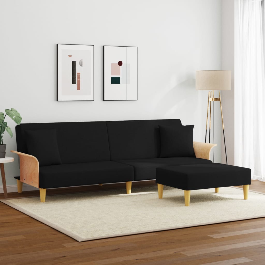 8721012453197_g_en_hd_1 vidaXL 2-Seater Sofa Bed with Pillows and Footstool Black Velvet - Image 3