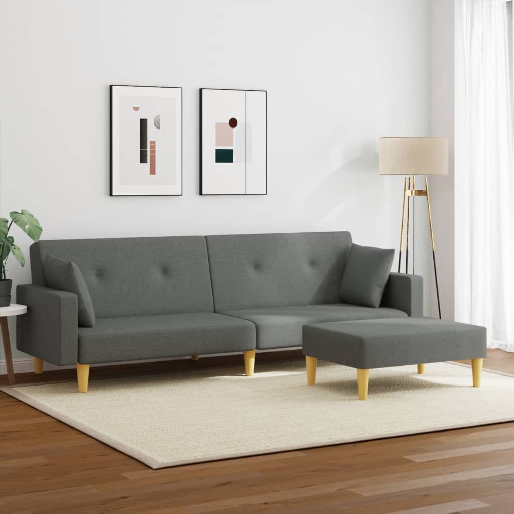 8721012453432_g_en_hd_1 vidaXL 2-Seater Sofa Bed with Footstool Dark Grey Fabric - Image 3