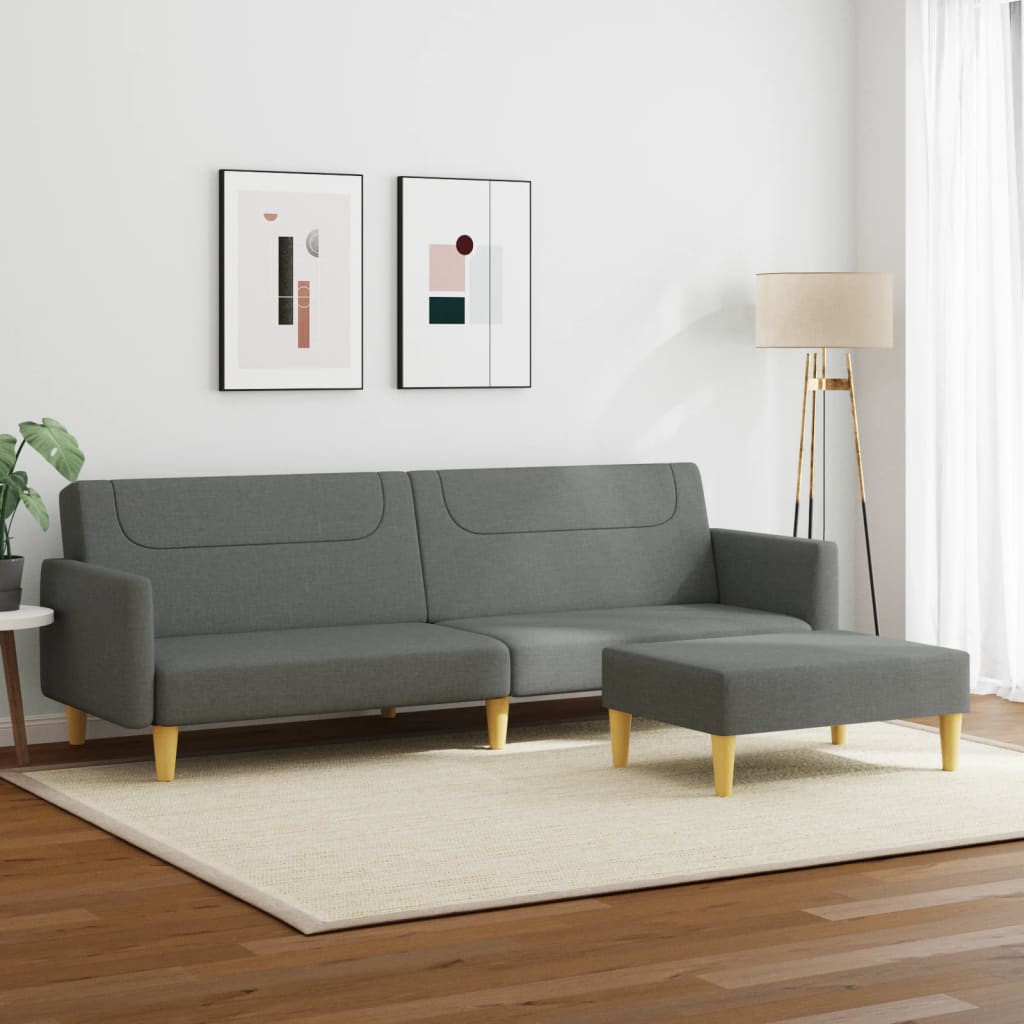 8721012453463_g_en_hd_1 vidaXL 2-Seater Sofa Bed with Footstool Dark Grey Fabric - Image 3