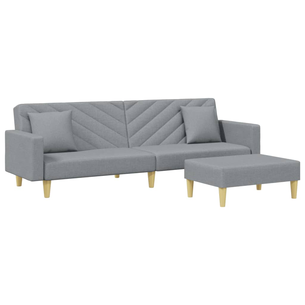 8721012453609_a_en_hd_1 vidaXL 2-Seater Sofa Bed with Pillows and Footstool Light Grey Fabric - Image 2