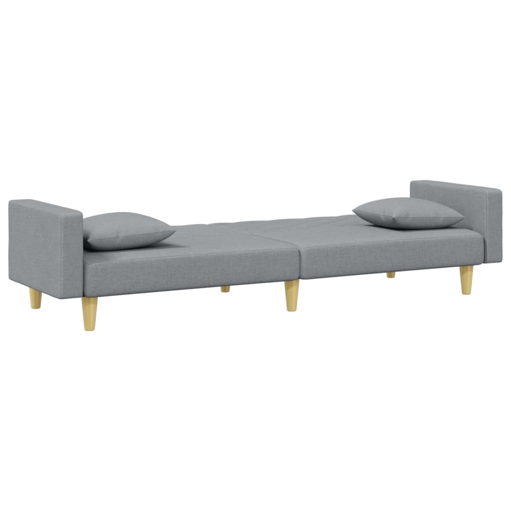 8721012453609_g_en_hd_3 vidaXL 2-Seater Sofa Bed with Pillows and Footstool Light Grey Fabric - Image 5