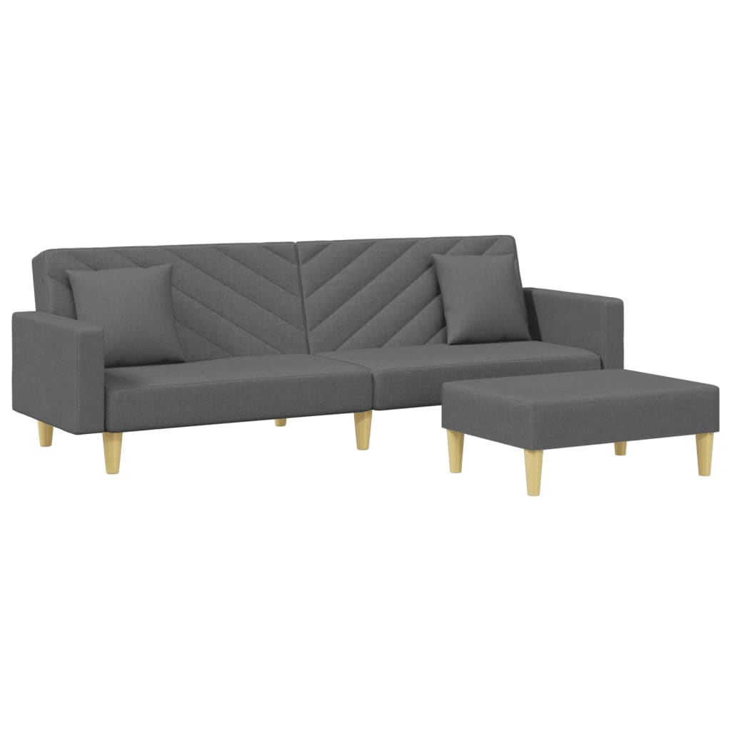 8721012453616_a_en_hd_1 vidaXL 2-Seater Sofa Bed with Pillows and Footstool Dark Grey Fabric - Image 2