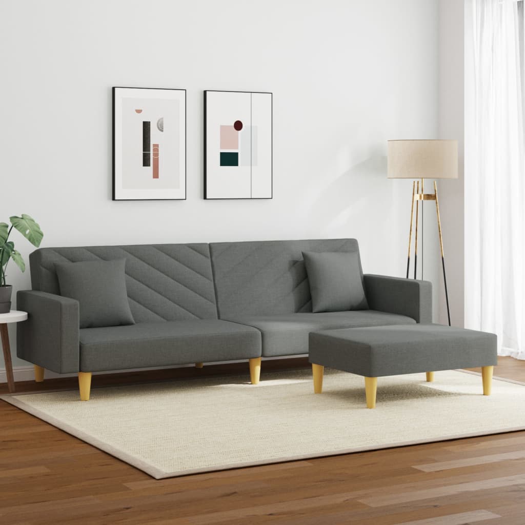 8721012453616_g_en_hd_1 vidaXL 2-Seater Sofa Bed with Pillows and Footstool Dark Grey Fabric - Image 3