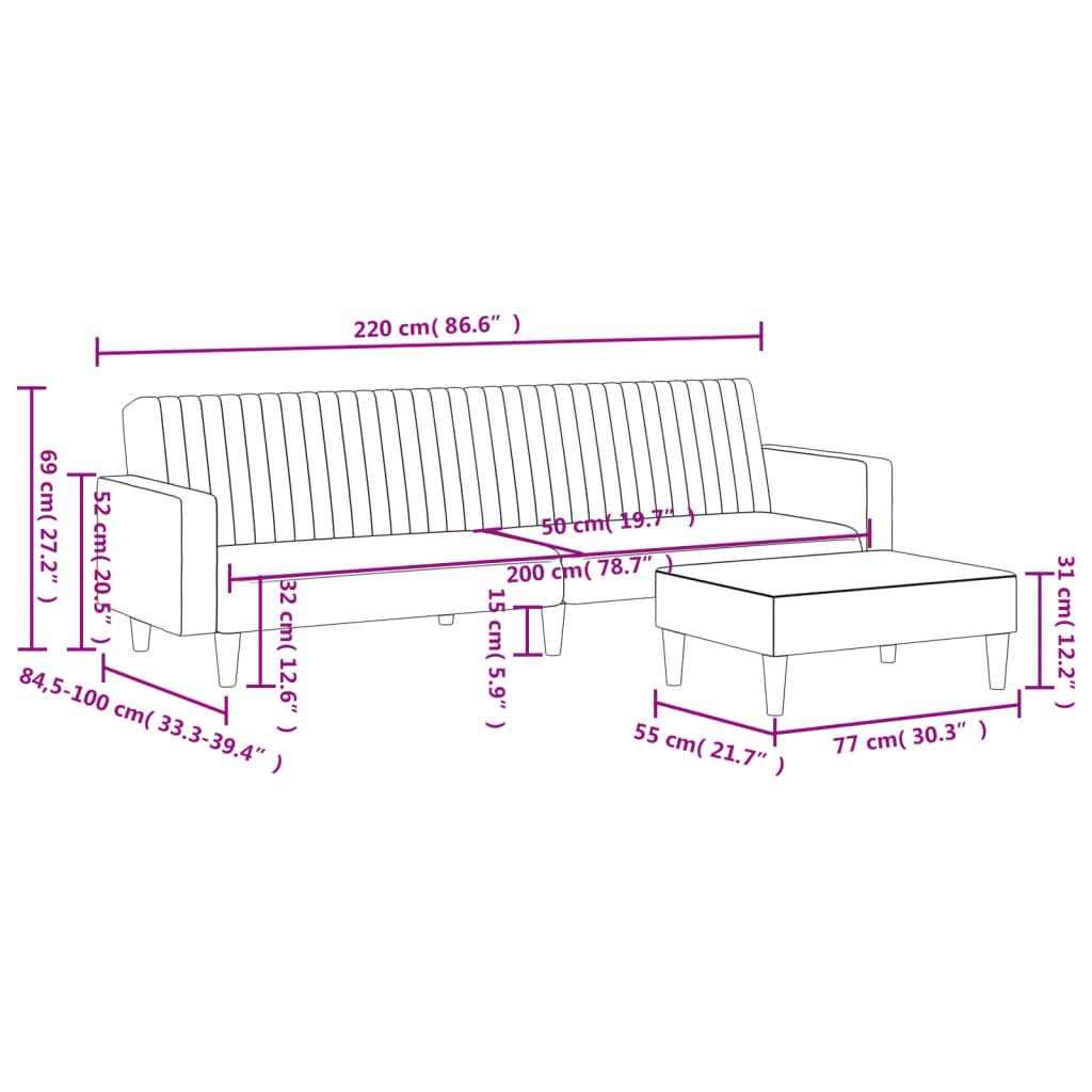 8721012453821_g_en_hd_9 vidaXL 2 Piece Sofa Set Light Grey Velvet - Image 11