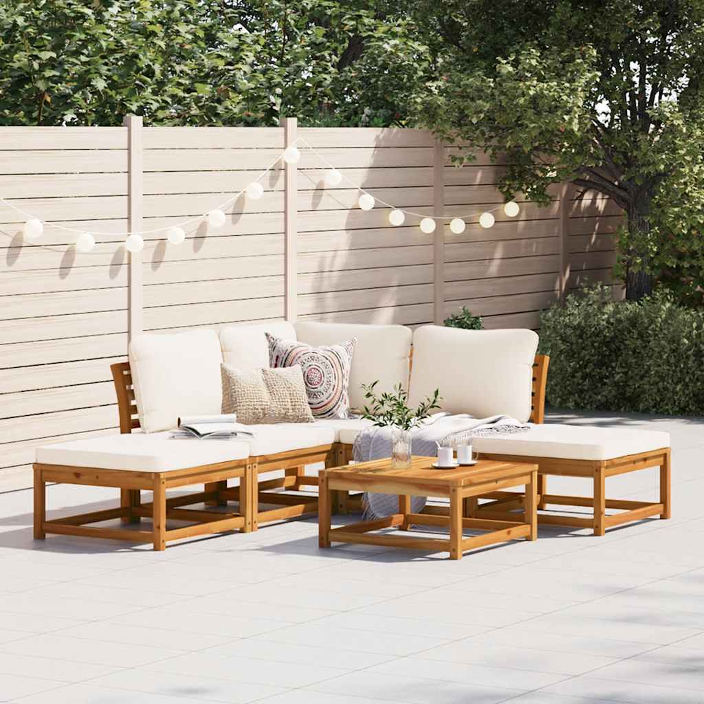 vidaXL 6 Piece Garden Lounge Set with Cushions Solid Wood Acacia