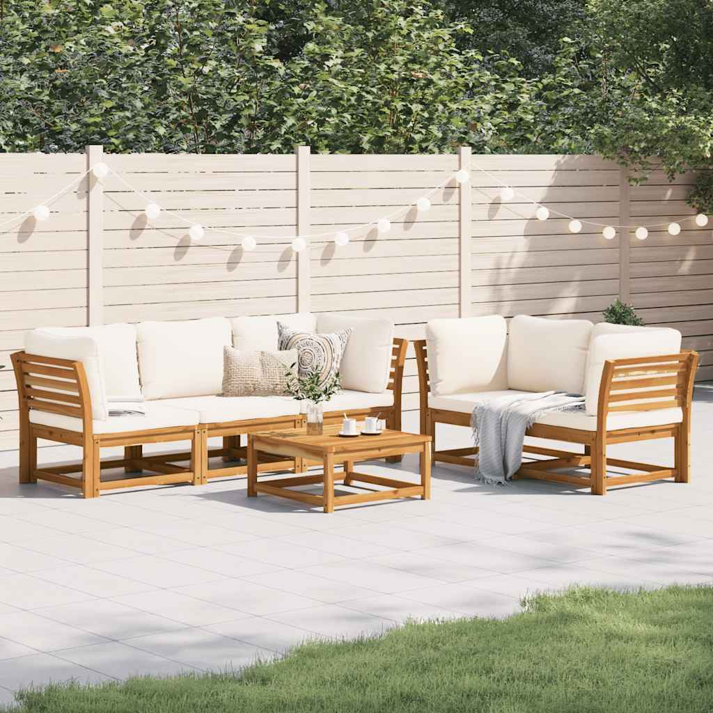 vidaXL 6 Piece Garden Lounge Set with Cushions Solid Wood Acacia