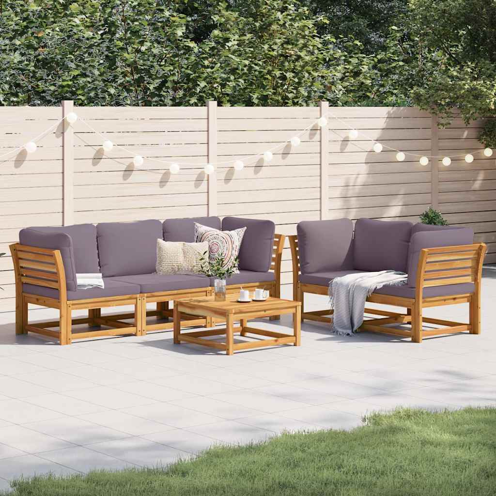 vidaXL 6 Piece Garden Lounge Set with Cushions Solid Wood Acacia