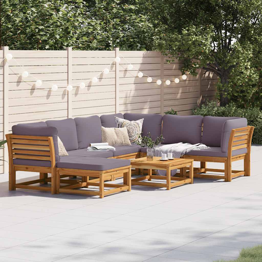 vidaXL 8 Piece Garden Lounge Set with Cushions Solid Wood Acacia
