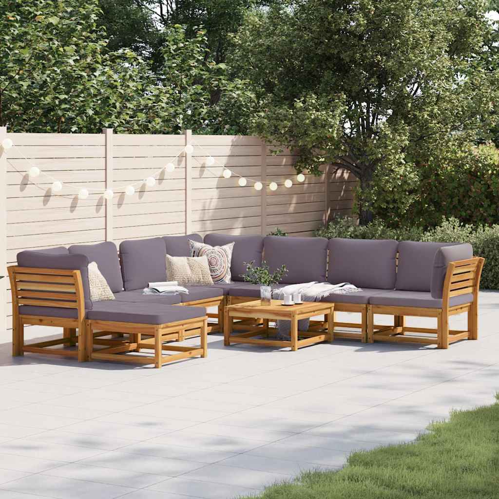 vidaXL 9 Piece Garden Lounge Set with Cushions Solid Wood Acacia