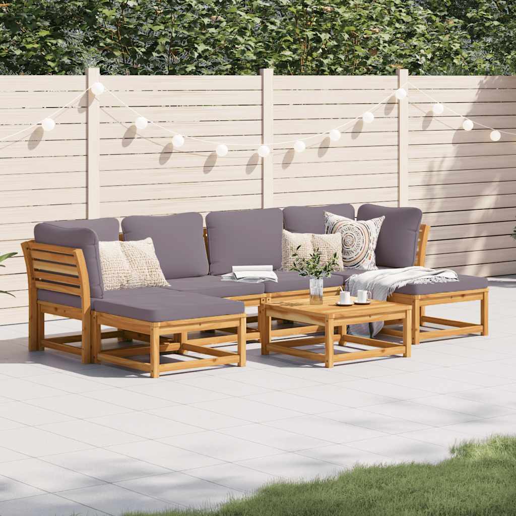 vidaXL 7 Piece Garden Lounge Set with Cushions Solid Wood Acacia