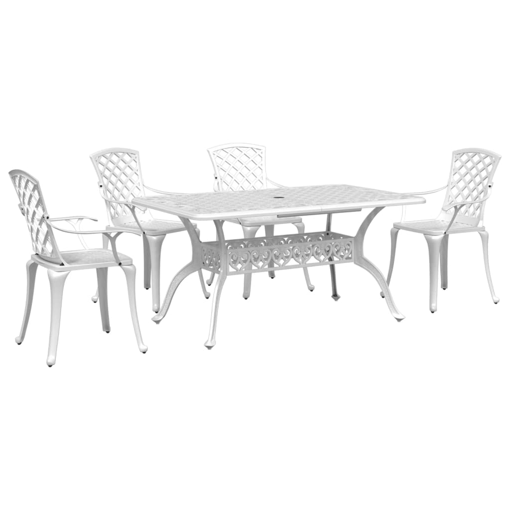 8721012455672_a_en_hd_1 vidaXL 5 Piece Garden Dining Set White Cast Aluminium - Image 2