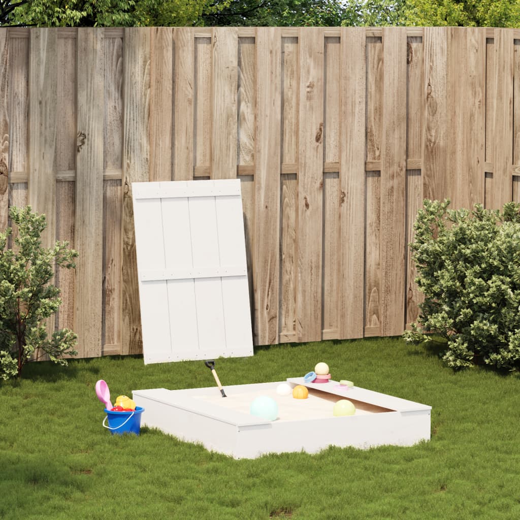 8721012457294_g_en_hd_1 vidaXL Sandpit with Cover White 111x111x19.5 cm Solid Wood Pine - Image 3