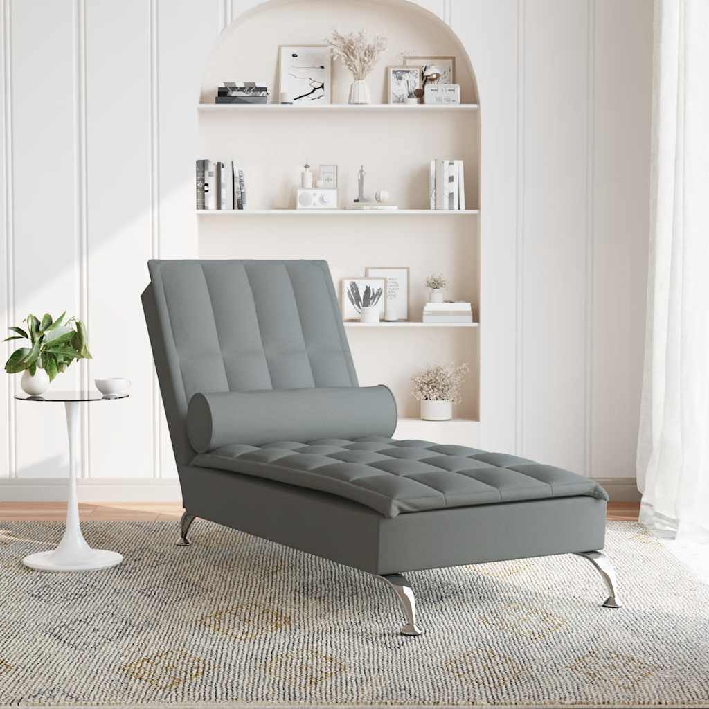 8721012458116_g_en_hd_1 vidaXL Massage Chaise Lounge with Bolster Dark Grey Fabric - Image 3