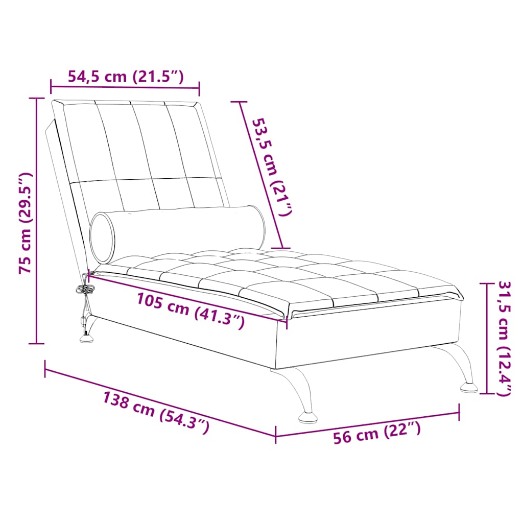 8721012458116_g_en_hd_8 vidaXL Massage Chaise Lounge with Bolster Dark Grey Fabric - Image 10