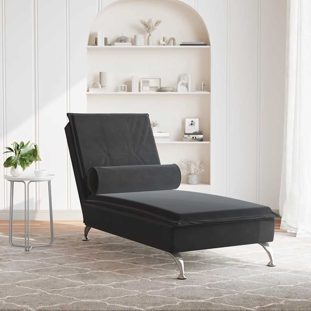 8721012458222_g_en_hd_1 vidaXL Massage Chaise Lounge with Bolster Black Velvet - Image 3