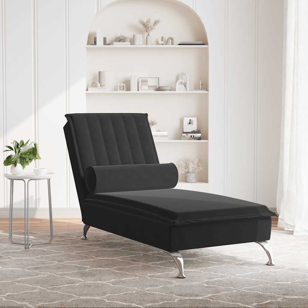 8721012458314_g_en_hd_1 vidaXL Massage Chaise Lounge with Bolster Black Velvet - Image 3