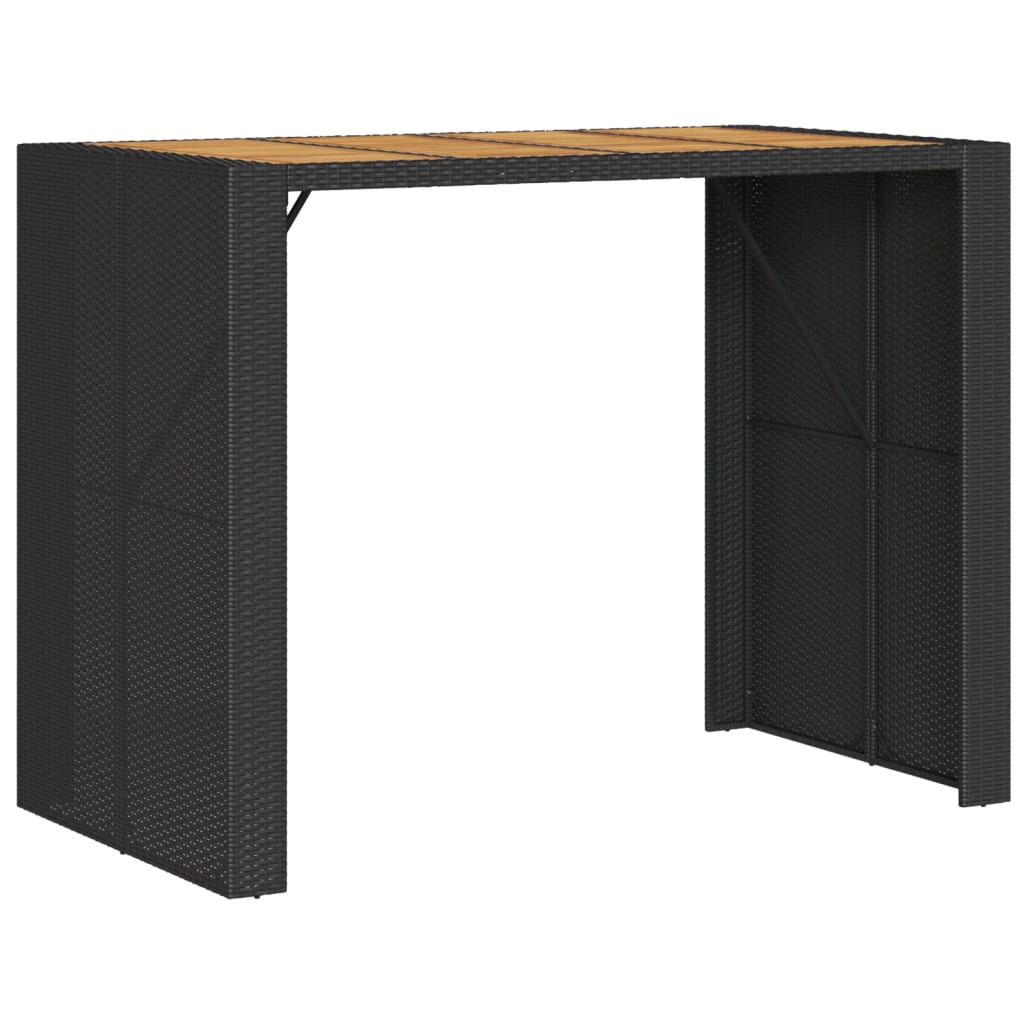 8721012459540_a_en_hd_1 vidaXL Garden Bar Table with Acacia Wood Top Black 145x80x110 cm Poly Rattan - Image 2