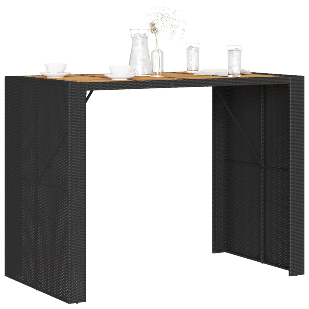8721012459540_g_en_hd_2 vidaXL Garden Bar Table with Acacia Wood Top Black 145x80x110 cm Poly Rattan - Image 4