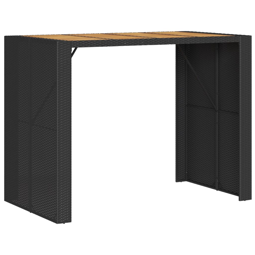 8721012459540_g_en_hd_5 vidaXL Garden Bar Table with Acacia Wood Top Black 145x80x110 cm Poly Rattan - Image 7