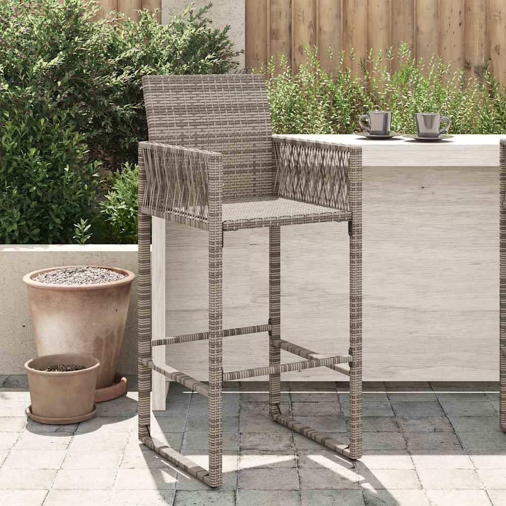 vidaXL Garden Bar Stools 2 pcs Grey Poly Rattan