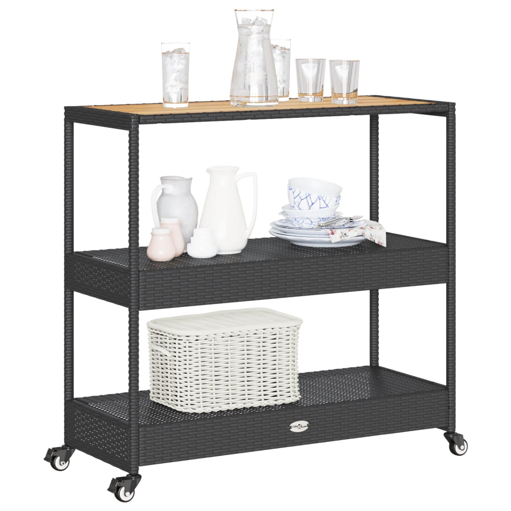 8721012459793_g_en_hd_2 vidaXL Bar Cart 3-Tier Black Poly Rattan and Solid Wood Acacia - Image 4