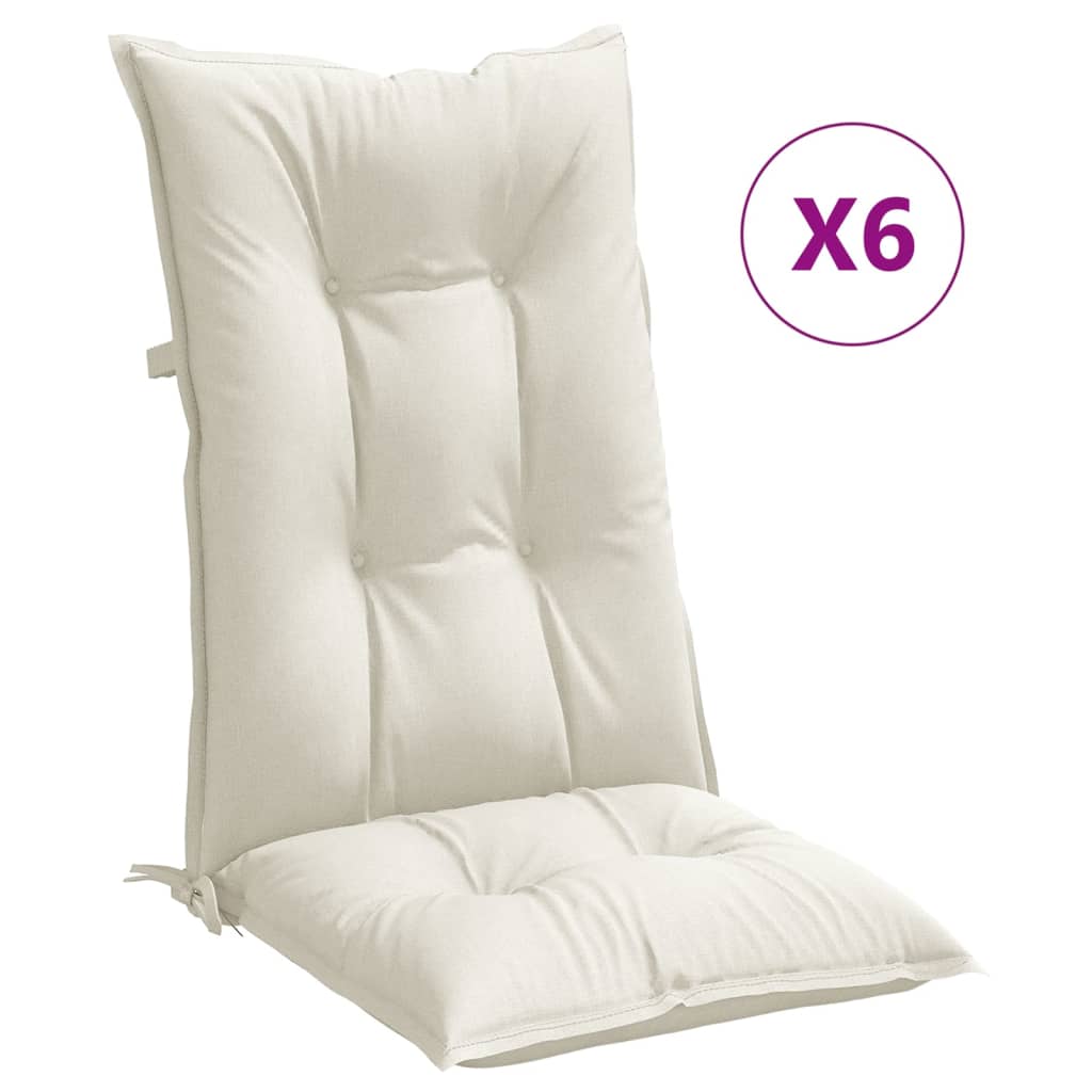 8721012460157_a_en_hd_1 vidaXL Highback Chair Cushions 6 pcs Melange Cream 120x50x7 cm Fabric - Image 2