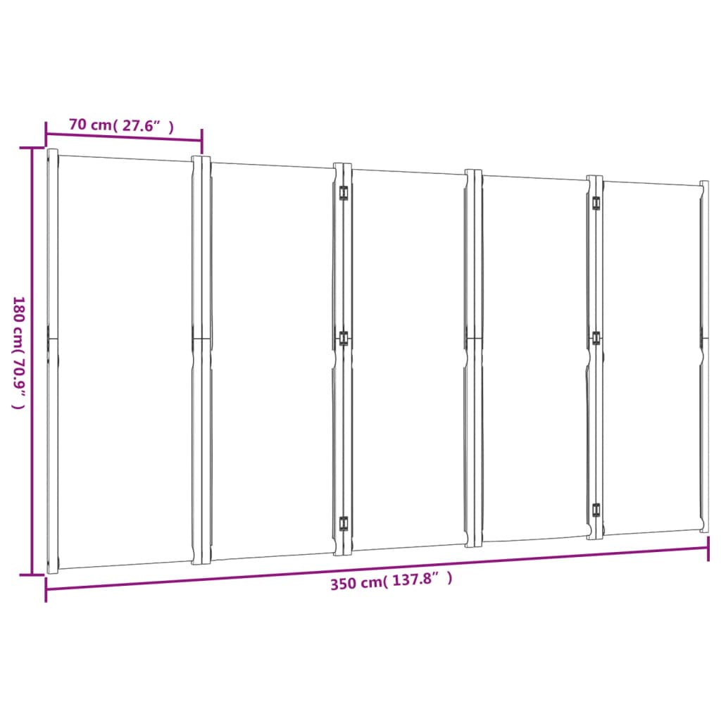 8721012464322_g_en_hd_6 vidaXL 5-Panel Room Divider Taupe 350x180 cm - Image 8