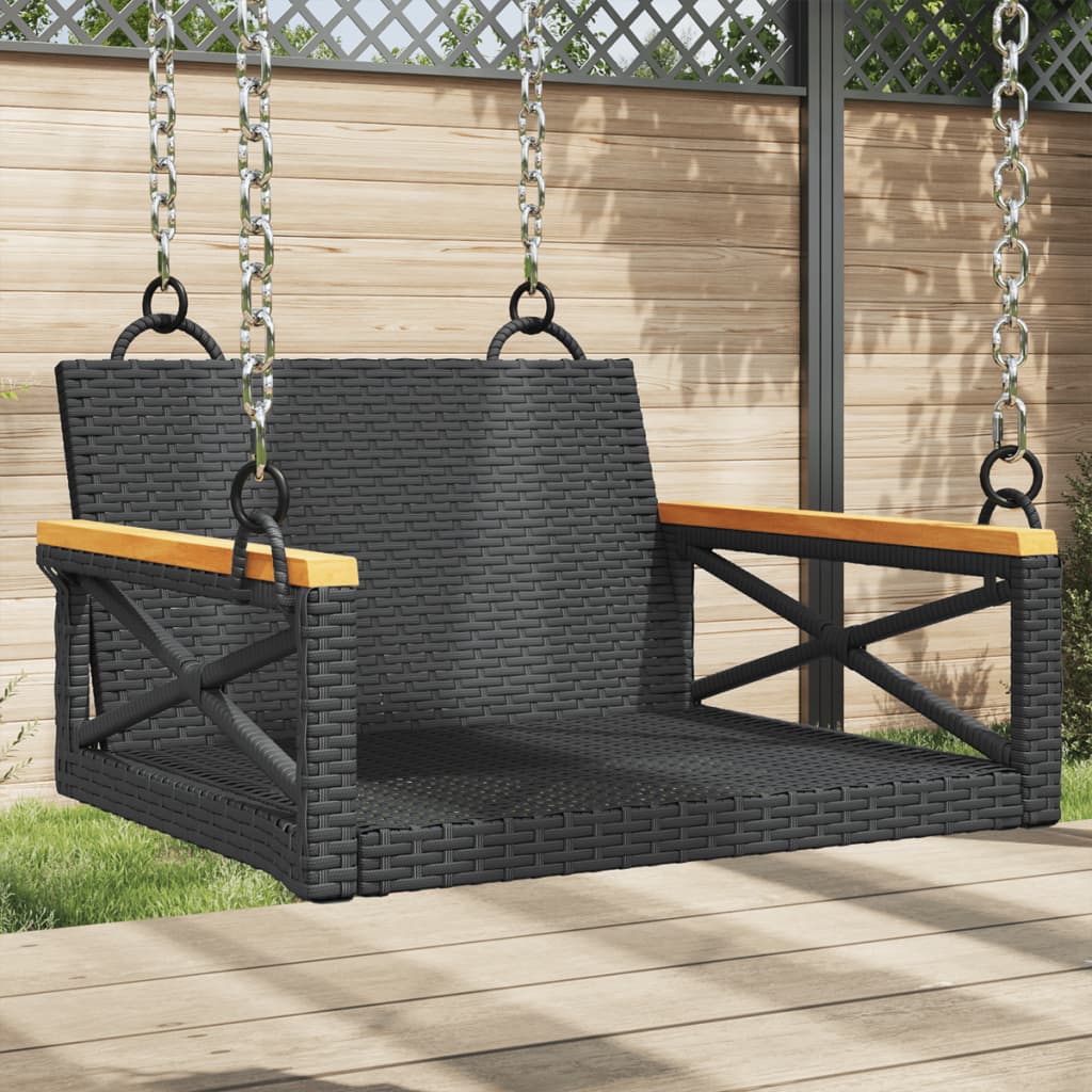 vidaXL Swing Bench Black 63x62x40 cm Poly Rattan