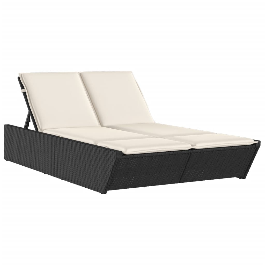 8721012466968_a_en_hd_1 vidaXL Double Sun Lounger with Cushions Black Poly Rattan - Image 2