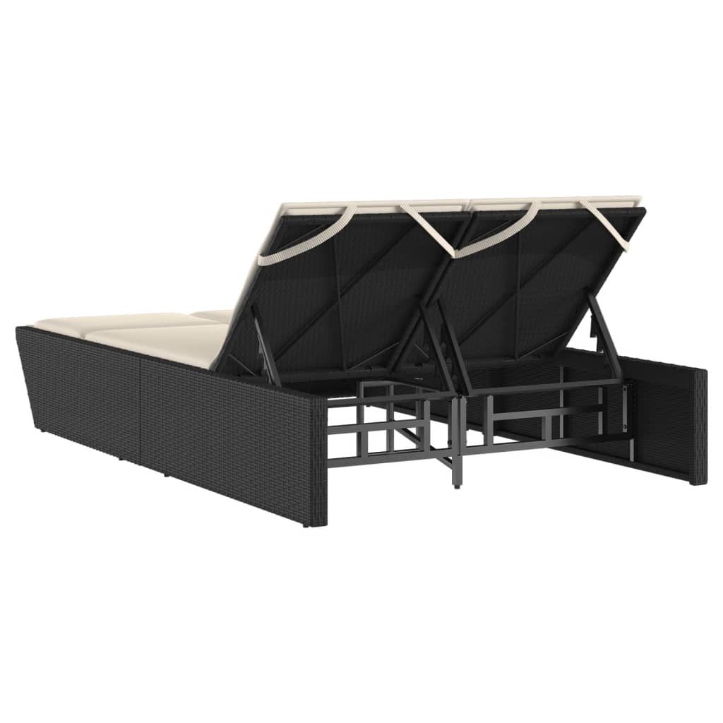 8721012466968_g_en_hd_3 vidaXL Double Sun Lounger with Cushions Black Poly Rattan - Image 5