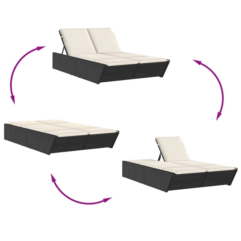 8721012466968_g_en_hd_4 vidaXL Double Sun Lounger with Cushions Black Poly Rattan - Image 6