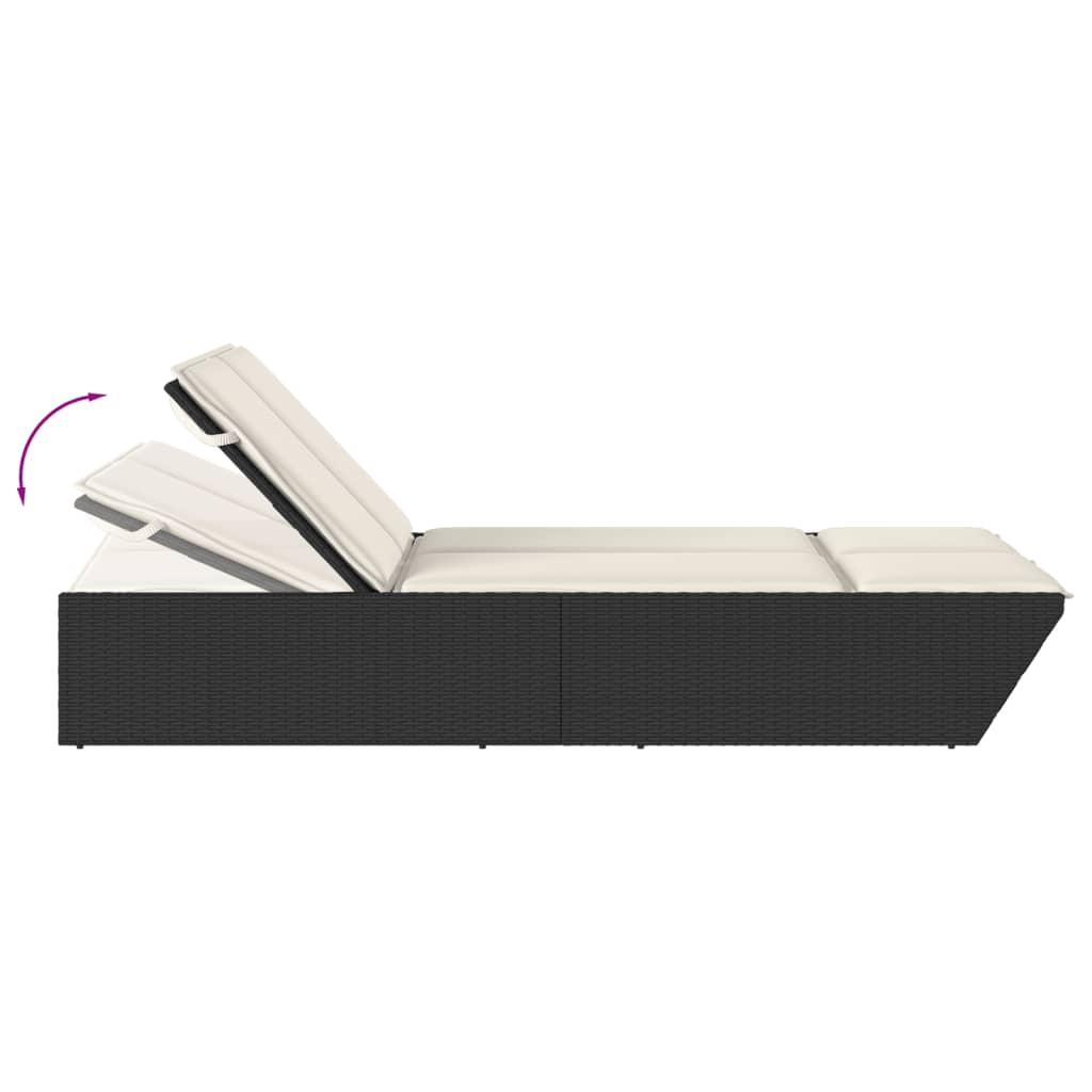8721012466968_g_en_hd_5 vidaXL Double Sun Lounger with Cushions Black Poly Rattan - Image 7