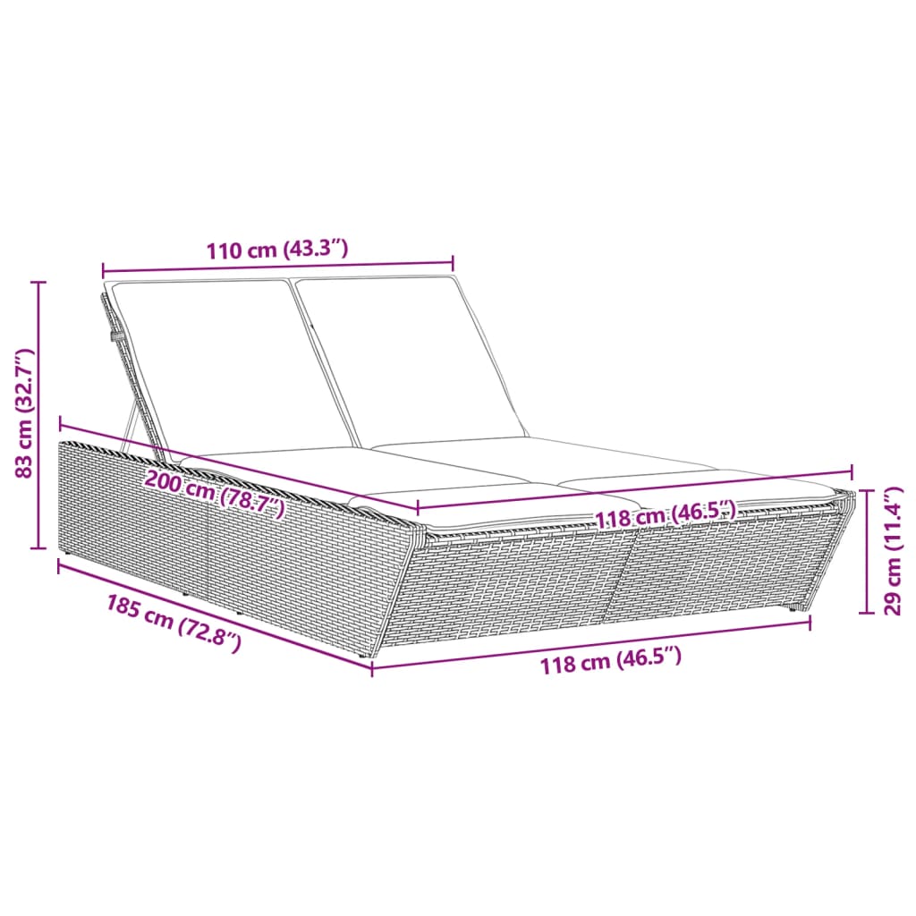 8721012466968_g_en_hd_8 vidaXL Double Sun Lounger with Cushions Black Poly Rattan - Image 10