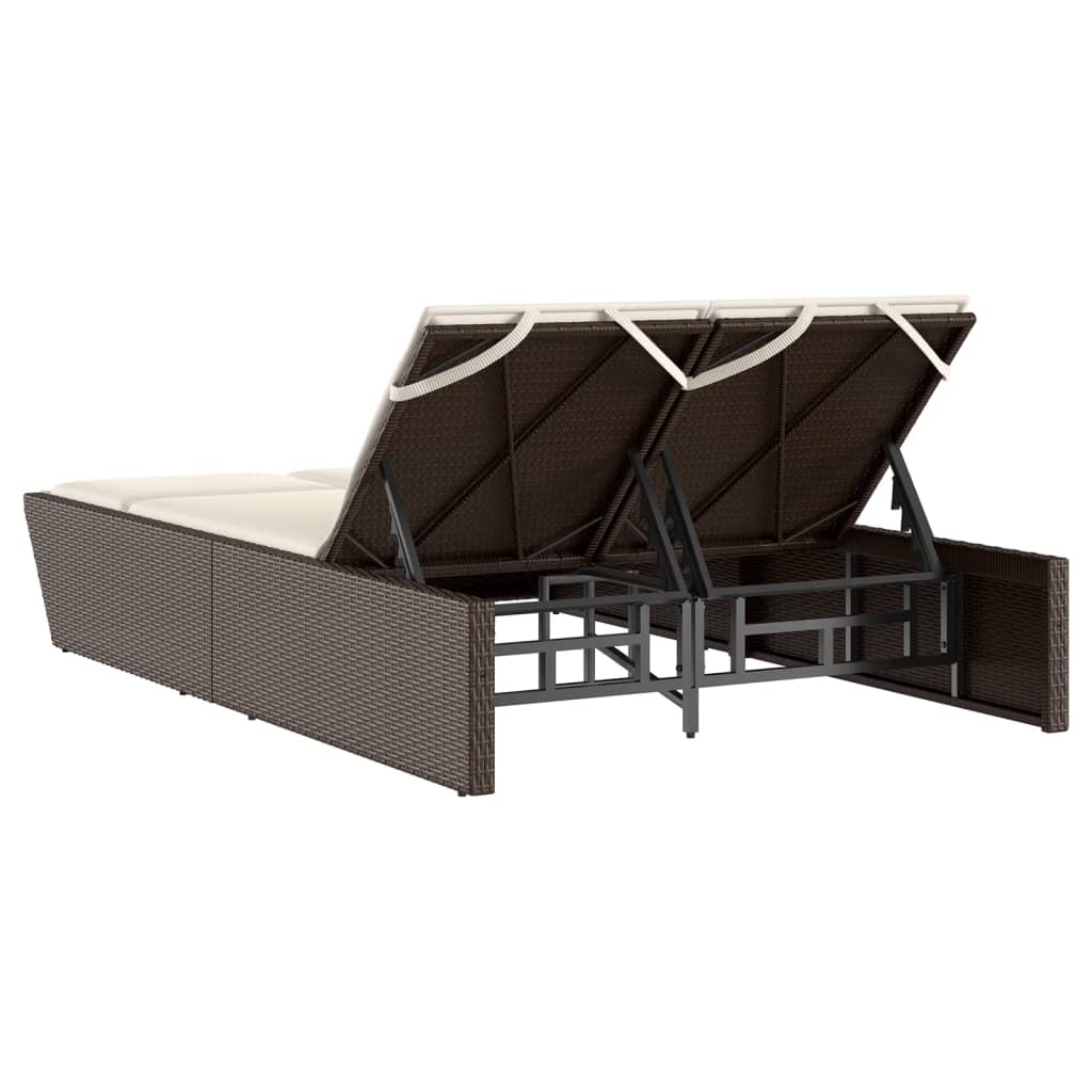 8721012466975_g_en_hd_3 vidaXL Double Sun Lounger with Cushions Brown Poly Rattan - Image 5