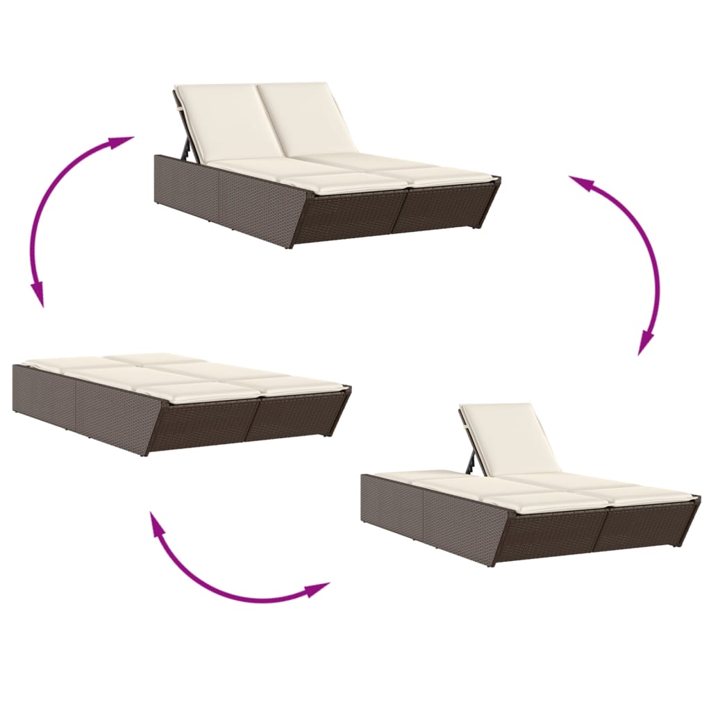 8721012466975_g_en_hd_4 vidaXL Double Sun Lounger with Cushions Brown Poly Rattan - Image 6