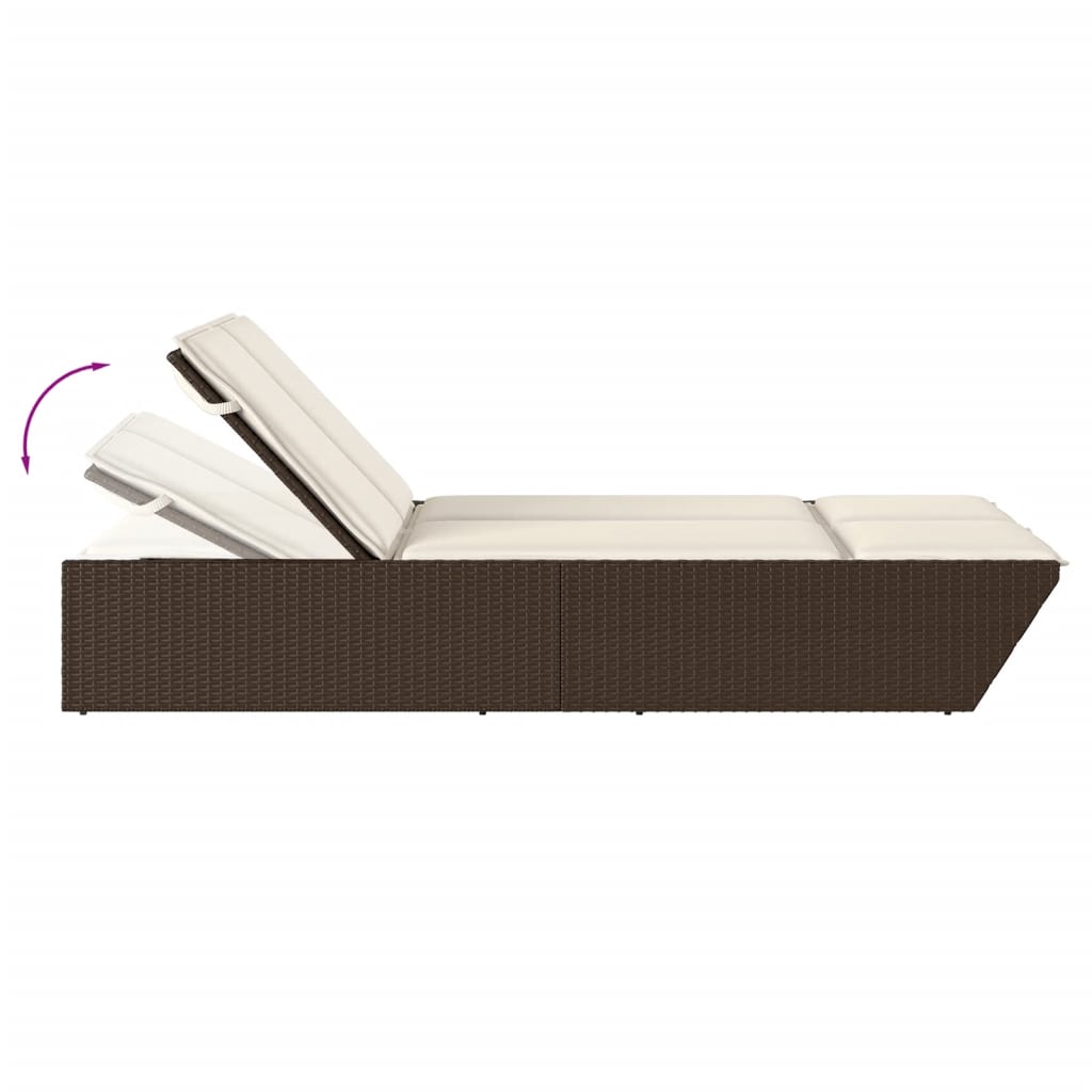 8721012466975_g_en_hd_5 vidaXL Double Sun Lounger with Cushions Brown Poly Rattan - Image 7