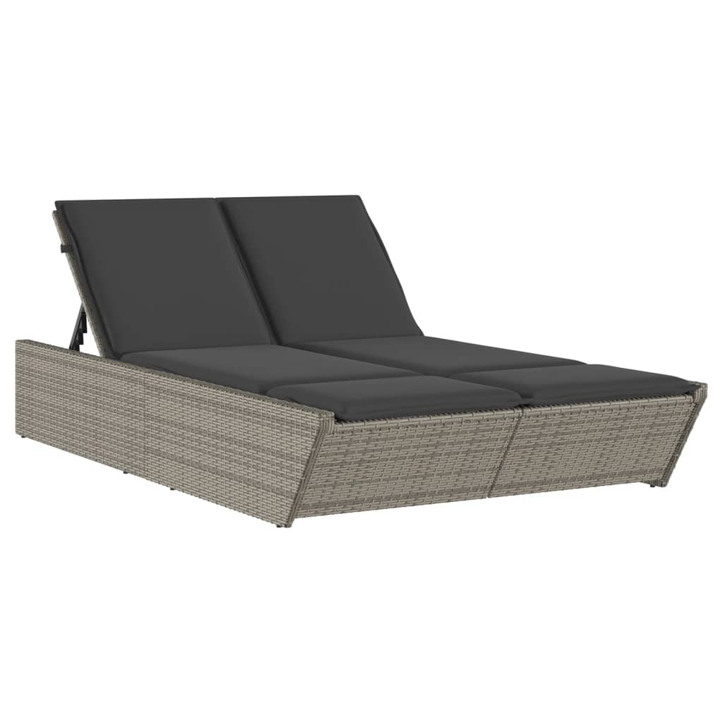 8721012466982_a_en_hd_1 vidaXL Double Sun Lounger with Cushions Grey Poly Rattan - Image 2