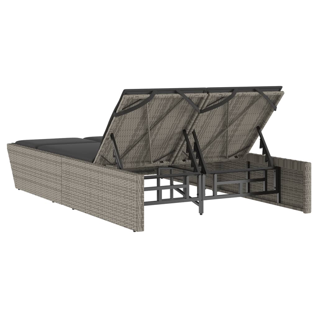 8721012466982_g_en_hd_3 vidaXL Double Sun Lounger with Cushions Grey Poly Rattan - Image 5