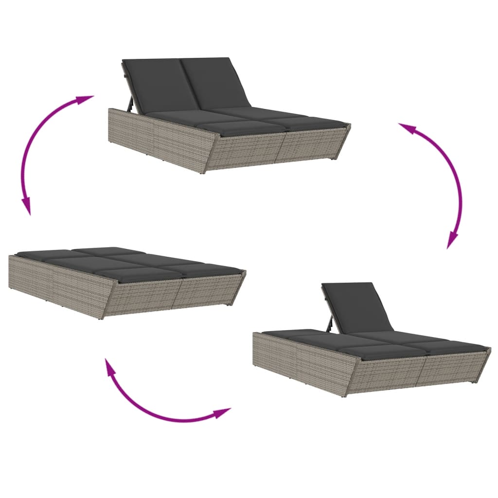 8721012466982_g_en_hd_4 vidaXL Double Sun Lounger with Cushions Grey Poly Rattan - Image 6