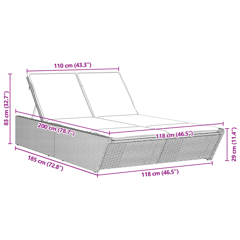 8721012466982_g_en_hd_8 vidaXL Double Sun Lounger with Cushions Grey Poly Rattan - Image 10