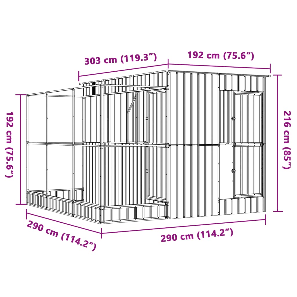 8721012468429_g_en_hd_6 vidaXL Aviary with Extension Silver 290x303x216 cm Steel - Image 8
