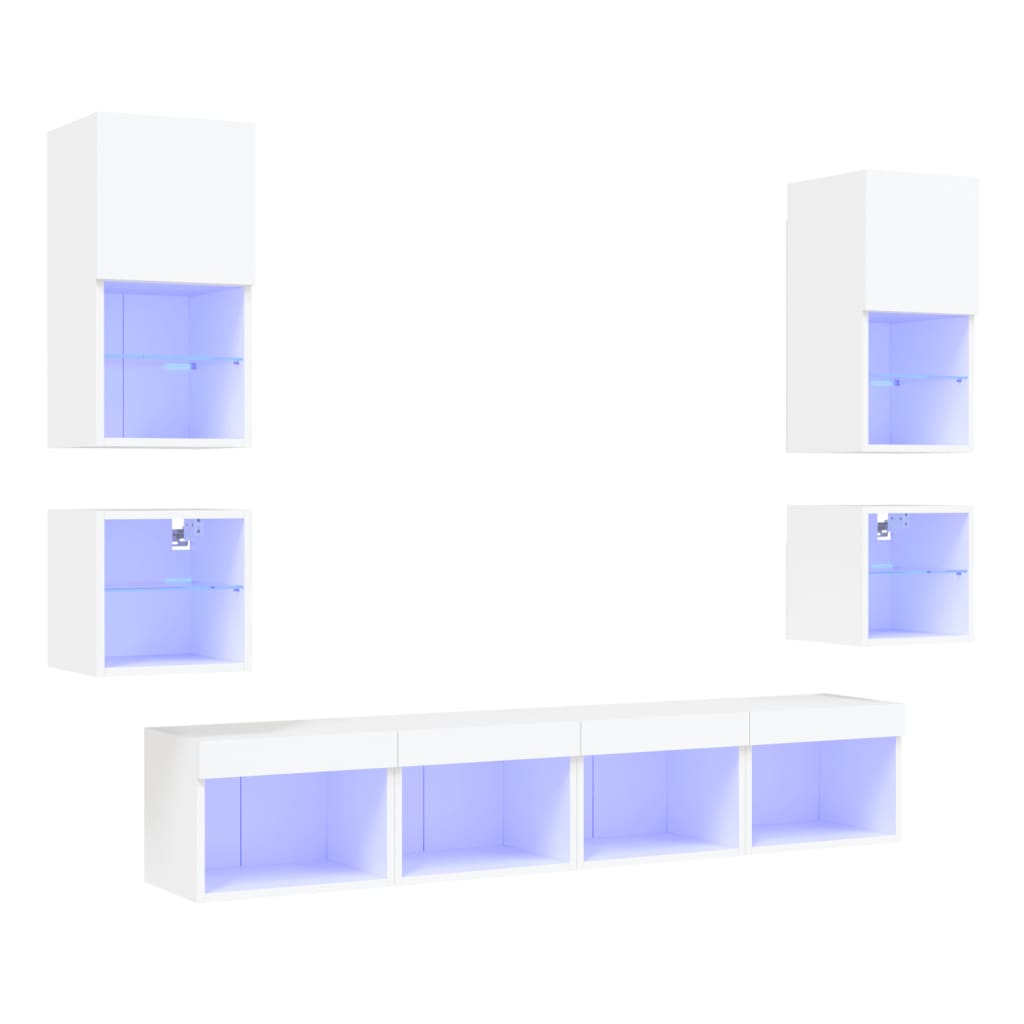 8721012470057_a_en_hd_1 vidaXL 8 Piece TV Wall Units with LED White Engineered Wood - Image 2