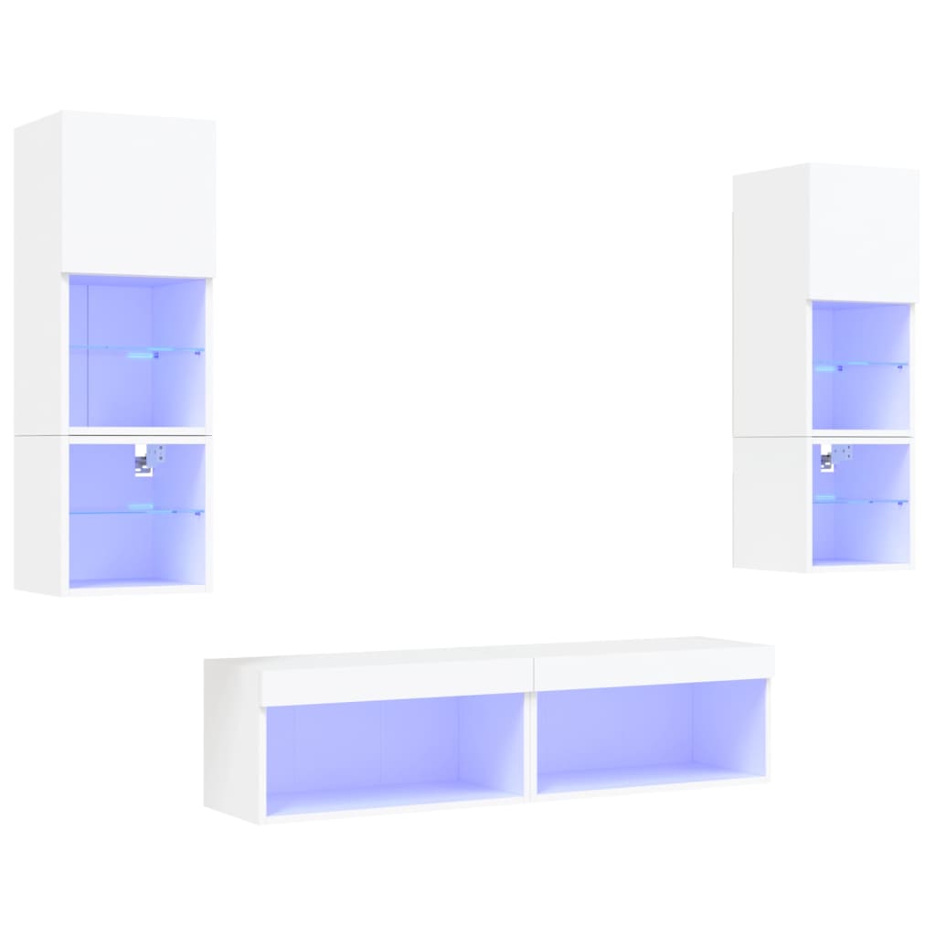 8721012470309_a_en_hd_1 vidaXL 6 Piece TV Wall Units with LED White Engineered Wood - Image 2