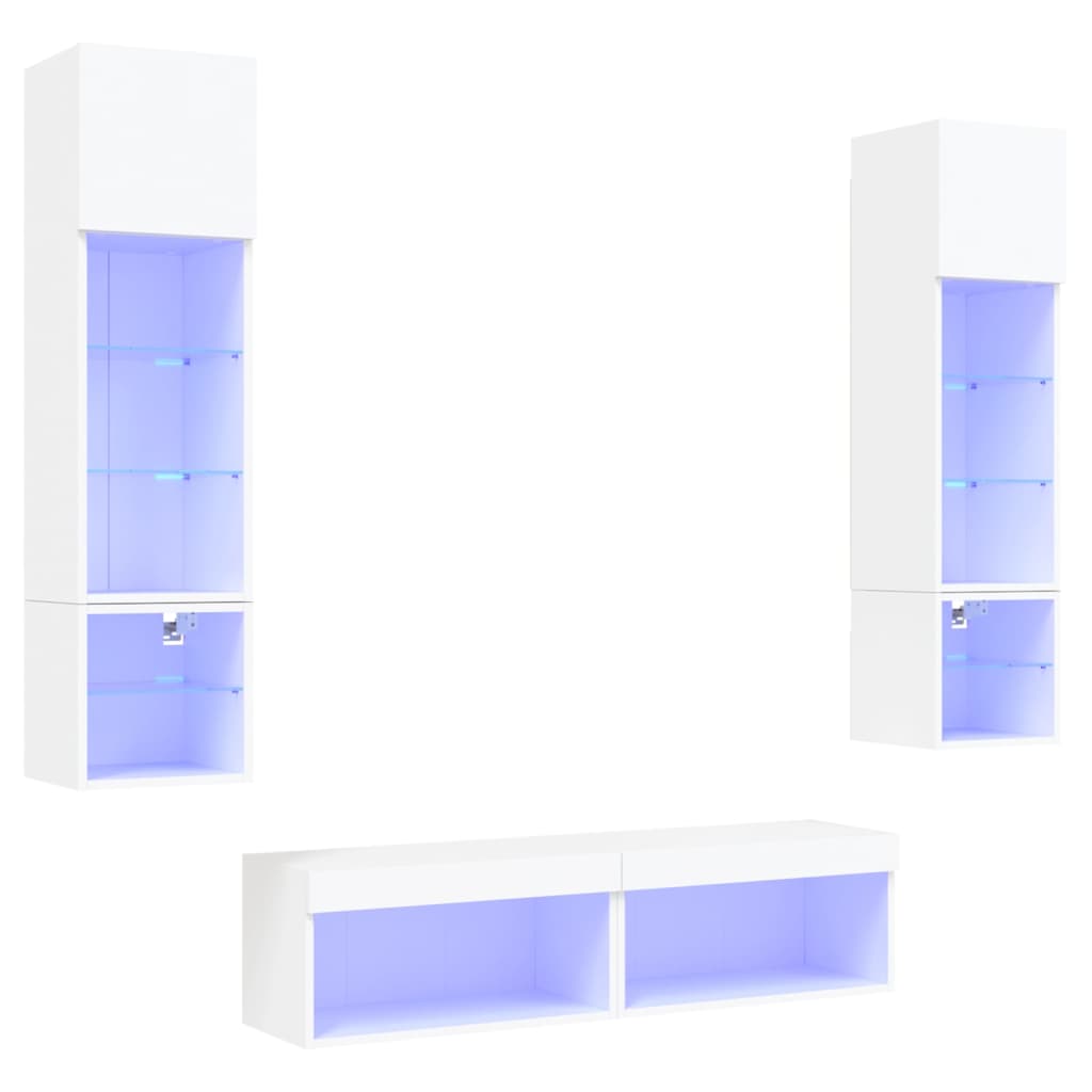 8721012470378_a_en_hd_1 vidaXL 6 Piece TV Wall Units with LED White Engineered Wood - Image 2